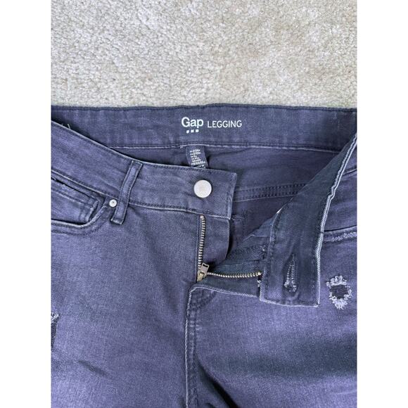Gap Legging Jeans Women's Black Size 2 26 Distressed Denim Stretch Skinny E339 - Picture 3 of 13